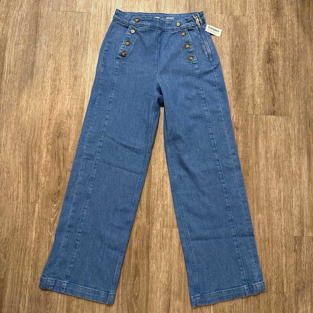Old Navy Blue High-Rise Sailor Wide-Leg Jeans